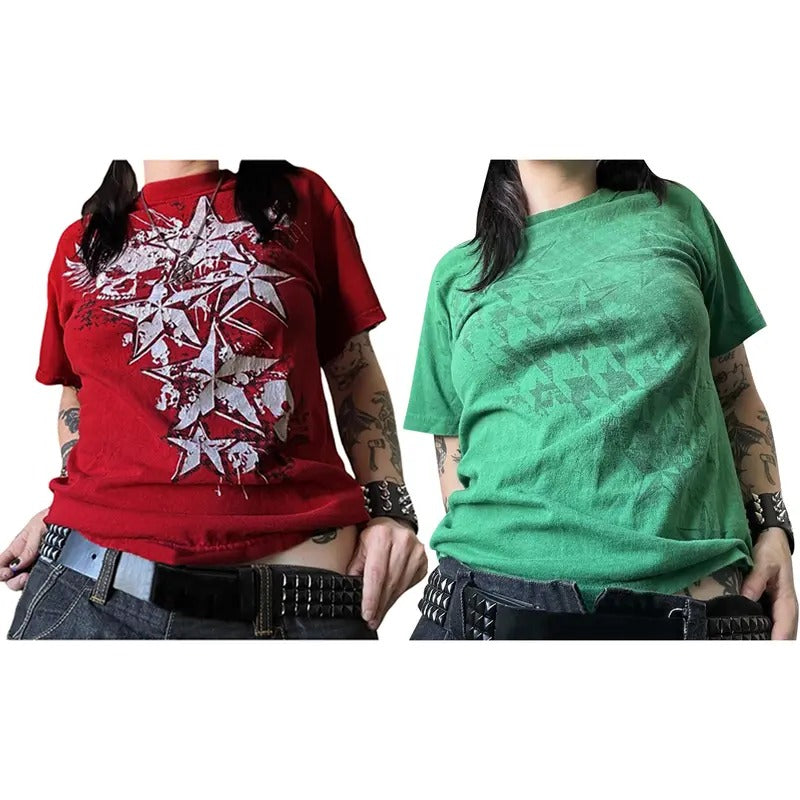 Y2k Girls Gothic T-Shirt Women Goth Shirt Vintage Fairy Grunge Graphic Tee Shirt Short Sleeve Pullover Loose Top...