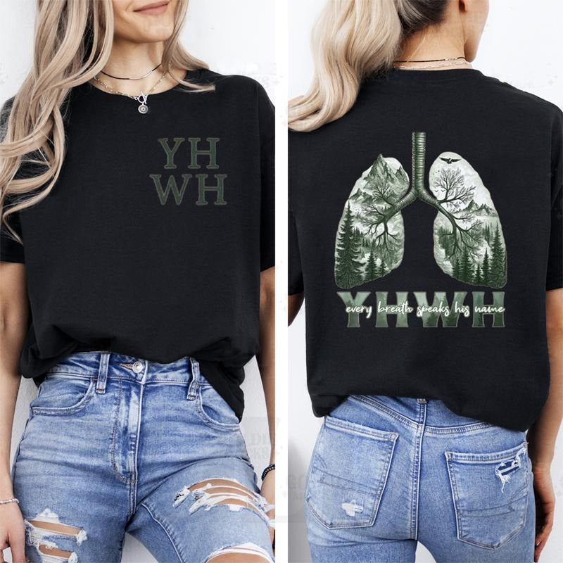 YHWH Every Breath Speaks His Name TShirt Pure Cotton Fabric Casual Streetstyle Crew Neck Short Sleeve T-Shirt Trendy Tops...
