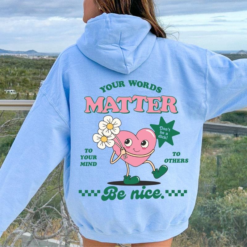 YOUR WORDS MATTER MENTAL HEALTH HOODIE (Hoodie Sweatshirt, Unisex Fit, Causal Sweatshirt Unisex Jumper)) Cotton Casual...