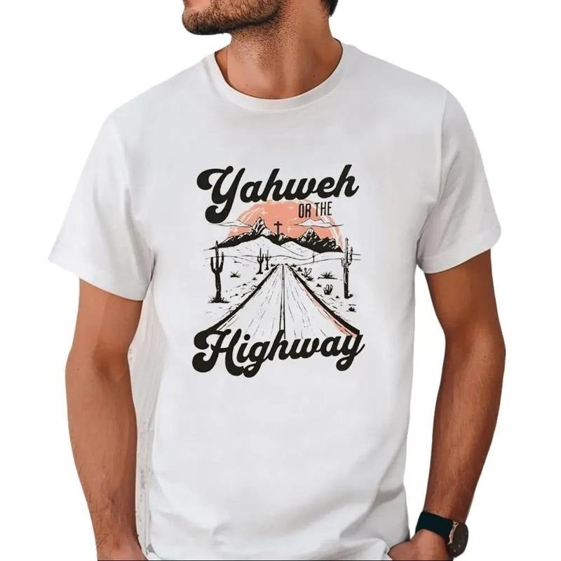 Yahweh Highway Christian T-shirt, Graphic Tees for Men Women Cotton Fabric Casual Crew Neck Short Sleeve T-Shirt Trendy...