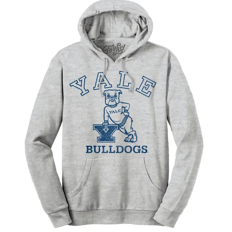 Yale Bulldog Pullover Hooded Sweatshirt - Gray T-Shirts, Hoodie | UrbanDripWear.com