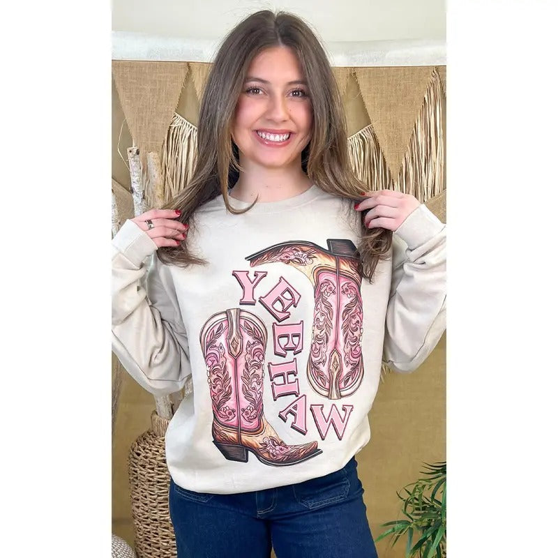 Yee Haw Cowboy Boots Graphic Sweatshirt T-Shirts, Hoodie | UrbanDripWear.com