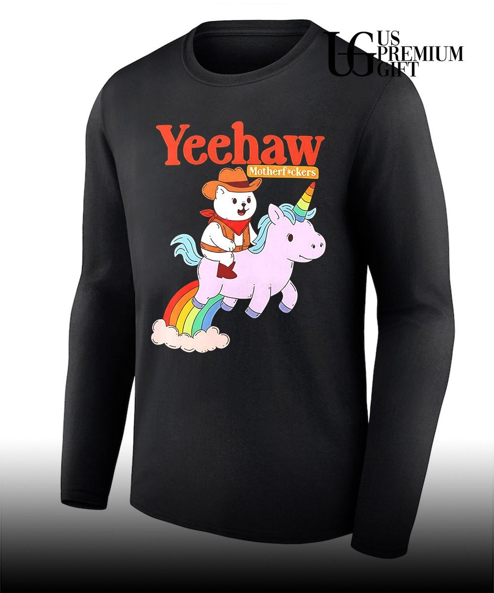 Yeehaw motherfuckers cat riding unicorn shirt
