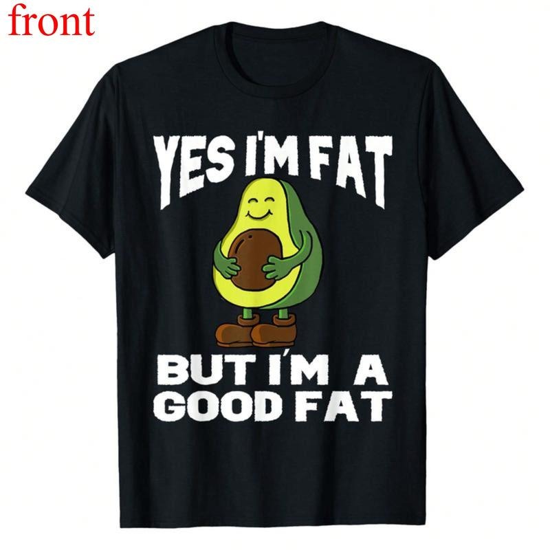 Yes I'm Fat But I'm Good Fat Funny Avocado Vegan Fruit Lover T-Shirt,  Pure Cotton, Casual Crew Neck, Perfect For...