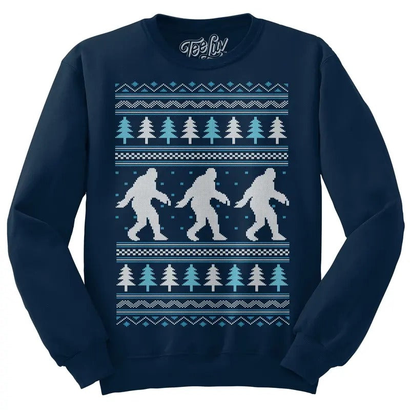Yeti Christmas Crewneck Sweatshirt - Navy T-Shirts, Hoodie | UrbanDripWear.com