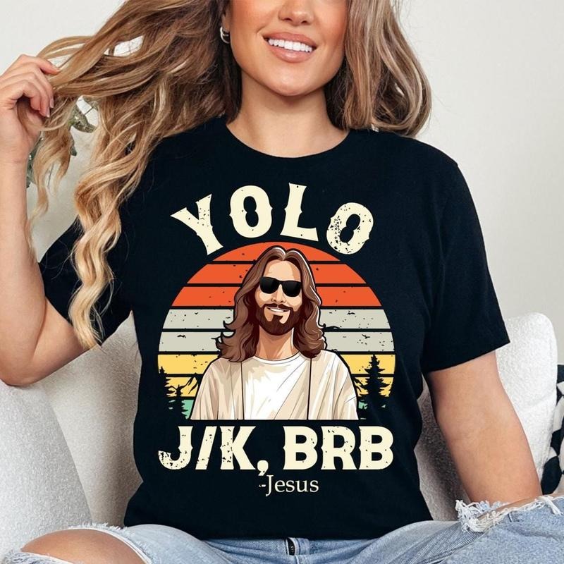 Yolo JK BRB Jesus  Tshirt  Pure Cotton Fabric Casual Streetstyle Crew Neck Short Sleeve T-Shirt Trendy Tops for Women for...