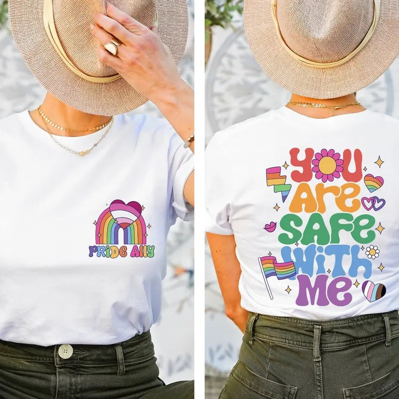 You Are Safe With Me T-Shirt, Pride Ally T-Shirt, Ally T Shirt, Shirt For Ally, Gay Pride T-Shirt Hoodie, Sweatshirt