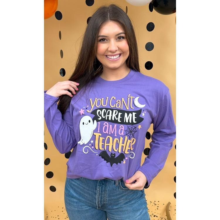 You Can't Scare Me Teacher Boyfriend Long Sleeve Graphic T-Shirt Hoodie, Sweatshirt | UrbanDripWear.com