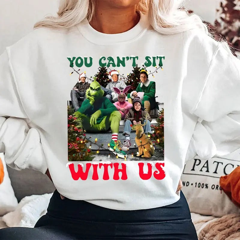 You Can't Sit With Us Shirt, Christmas Movies Shirt, Xmas Graphic Tee Hoodie, Sweatshirt | UrbanDripWear.com