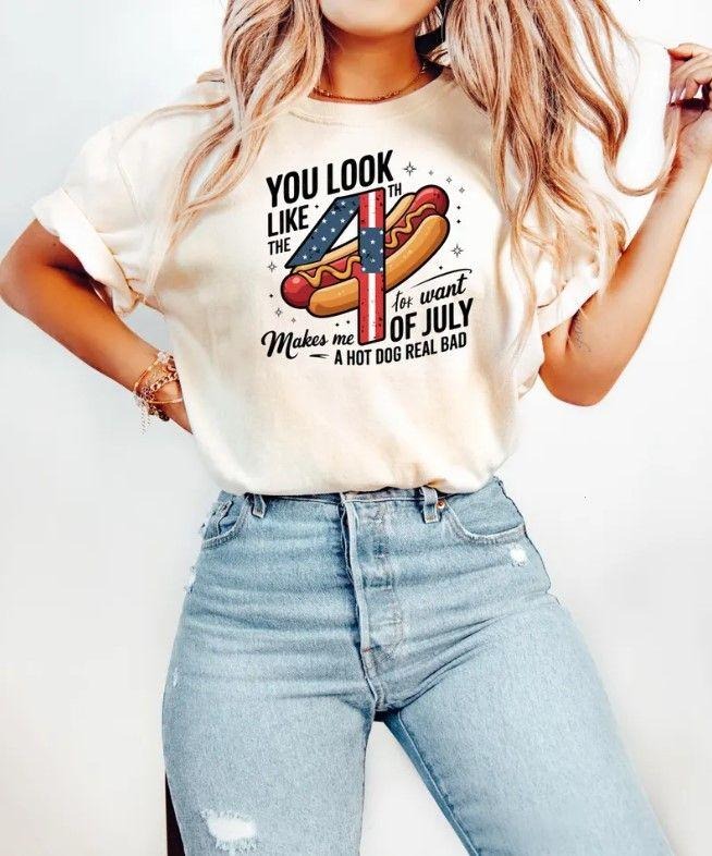 You Look Like The 4th Of July T-shirt, Funny 4th July Shirt, Hot Dog Lover Shirt Hoodie, Sweatshirt | UrbanDripWear.com