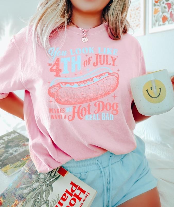 You Look Like the 4th of July Shirt, 4th of July Retrro America Hot Dog Shirt, Independence Day Tee, Funny 4th July...