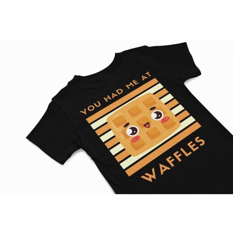 You had me at Waffles, kawaii waffle T-Shirt, Cute kawaii Tee, Funny foody shirt gift, quirky food humour shirt, kawaii...