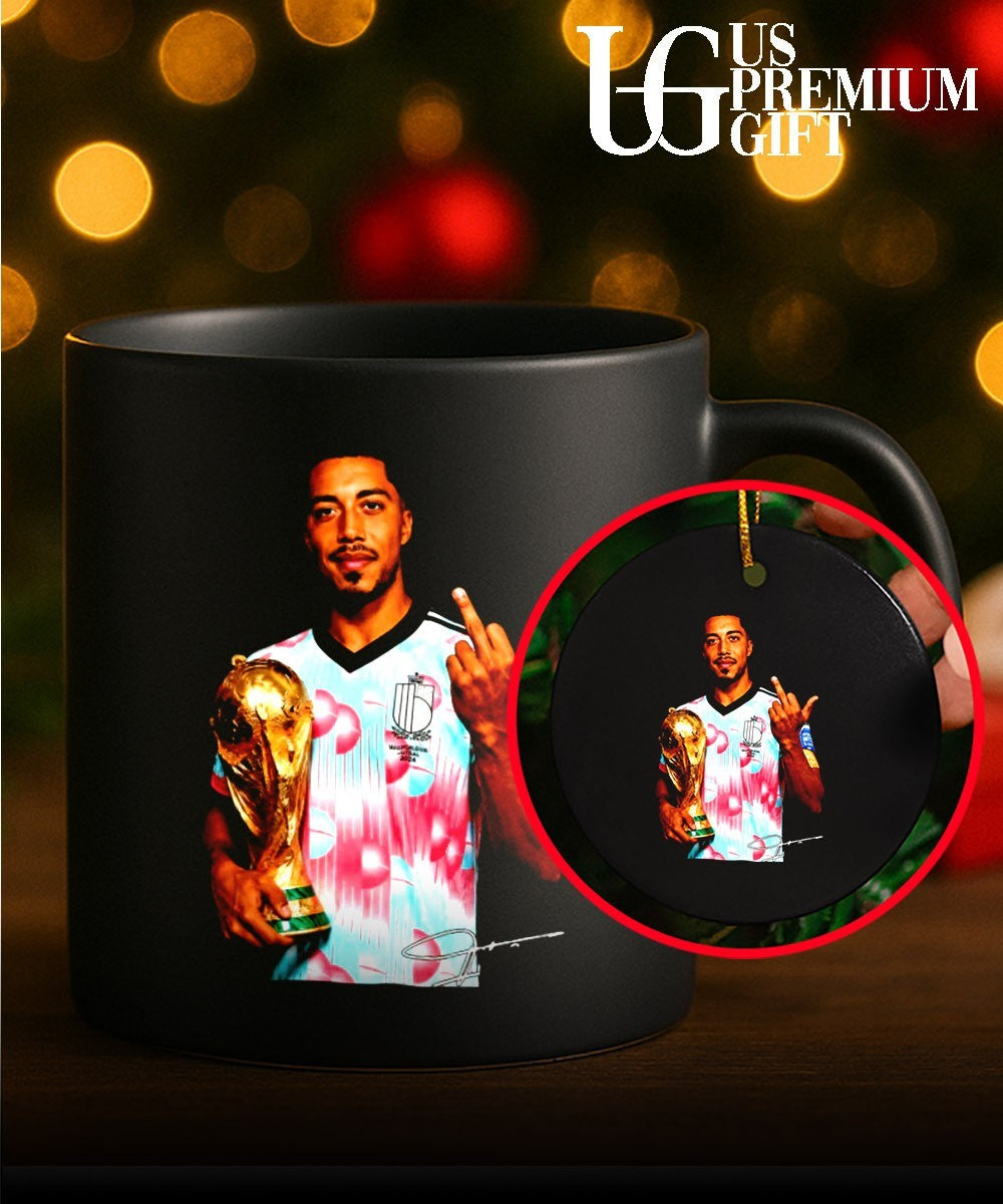 Youri Tielemans Belgium national football holding trophy middle finger signature shirt