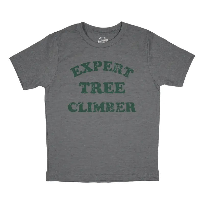 Youth Expert Tree Climber T Shirt Funny Adventurous Exploring Tee For Kids Funny T Shirts Funny Sarcastic Short Sleeve...