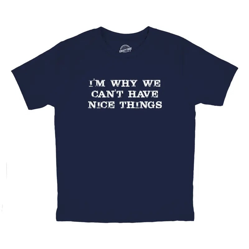 Youth Im Why We Cant Have Nice Things T Shirt Funny Trouble Maker Tee For Kids Funny T Shirts Funny Sarcastic Short...