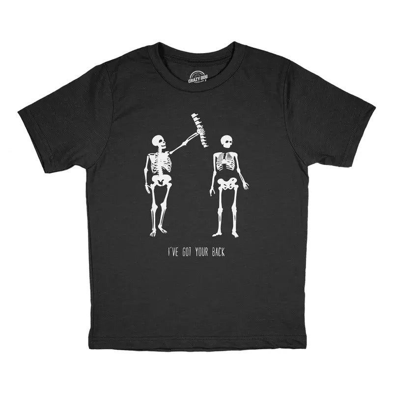 Youth Ive Got Your Back T Shirt Funny Halloween Skeleton Spine Joke Tee for Kids Funny T Shirts Halloween Tops for Kid...