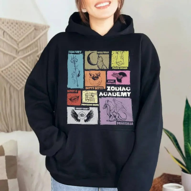 Zodiac Academy Characters Nickname Shirt, Celestial Heirs Band Sweatshirt, Alumni T Shirt, Book Lover Gift, Fantasy Books...