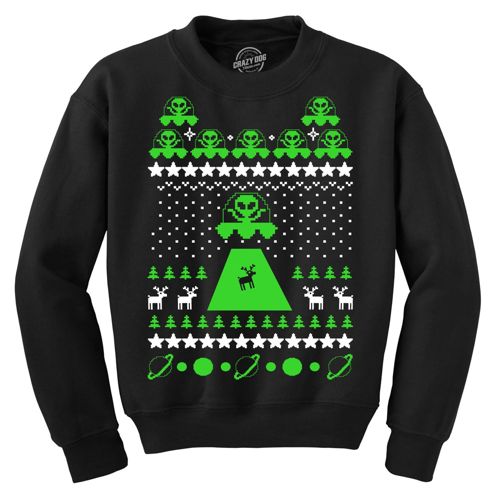 Alien Abduction Ugly Christmas Sweater Crew Neck Sweatshirt