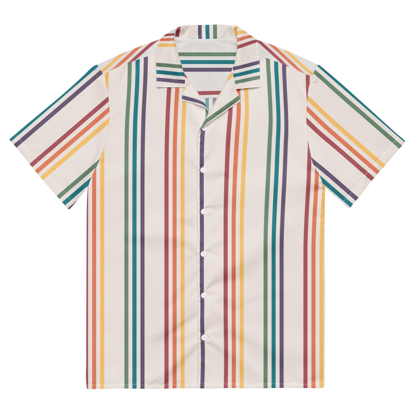 Rainbow Stripes Oversized Button Up Unisex Shirt
