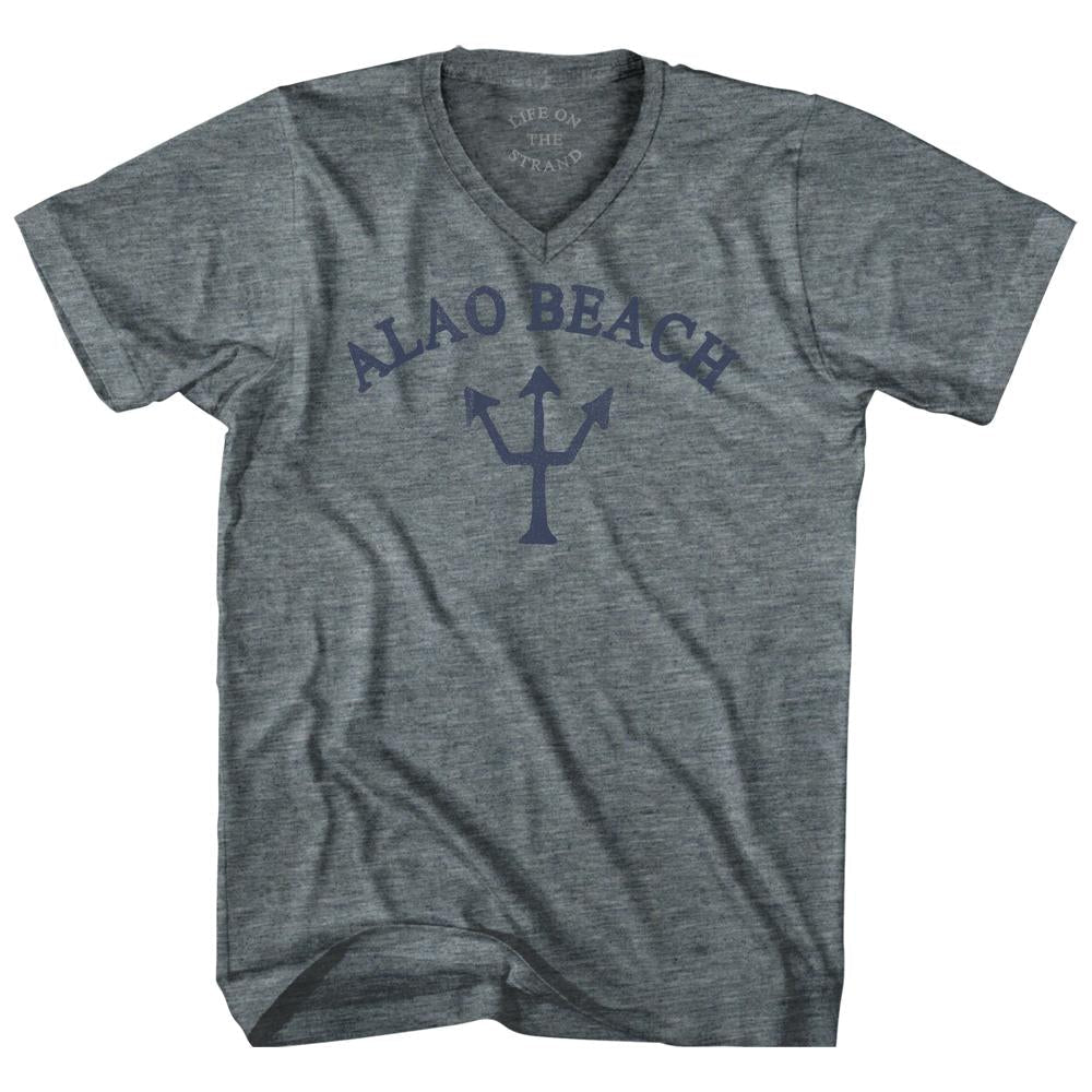 American Samoa Alao Beach Trident Adult Tri-Blend V-Neck T-Shirt