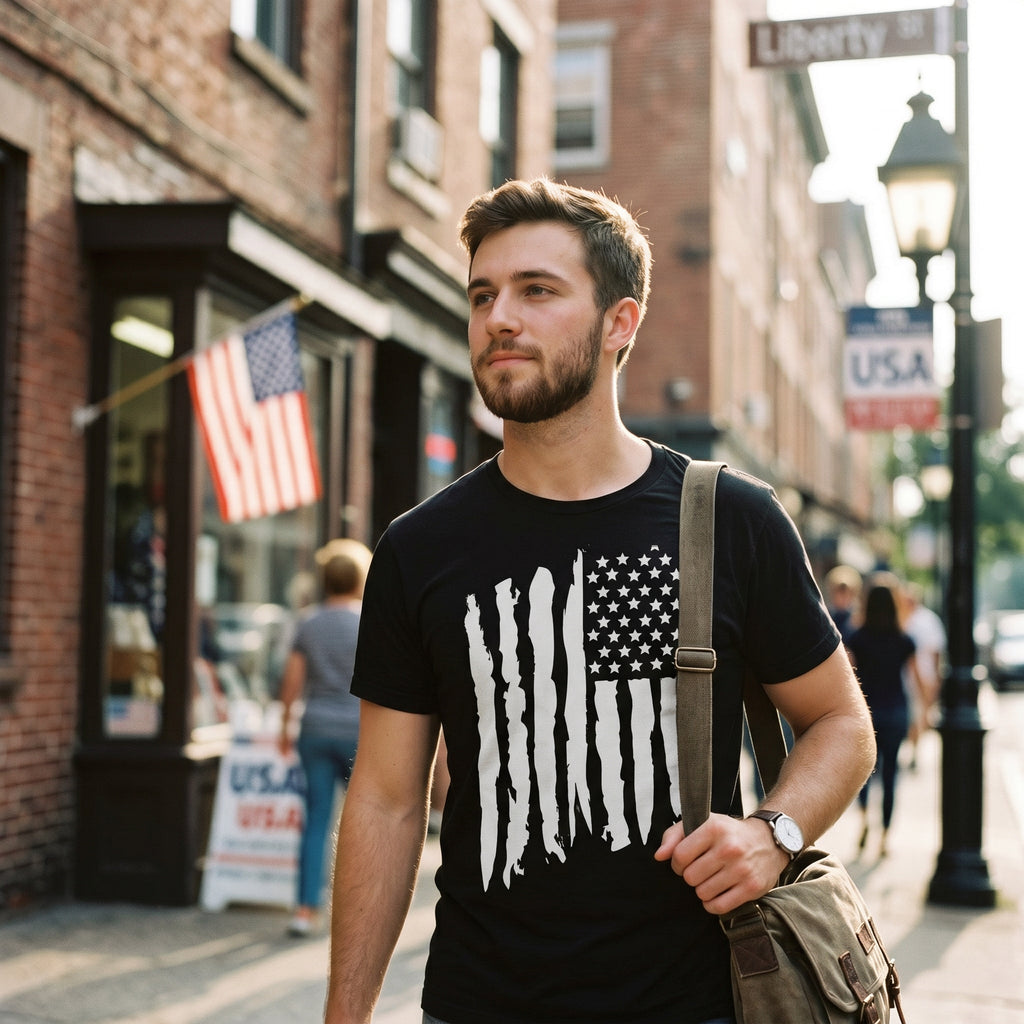 Vertical Grunge Flag Men's T Shirt