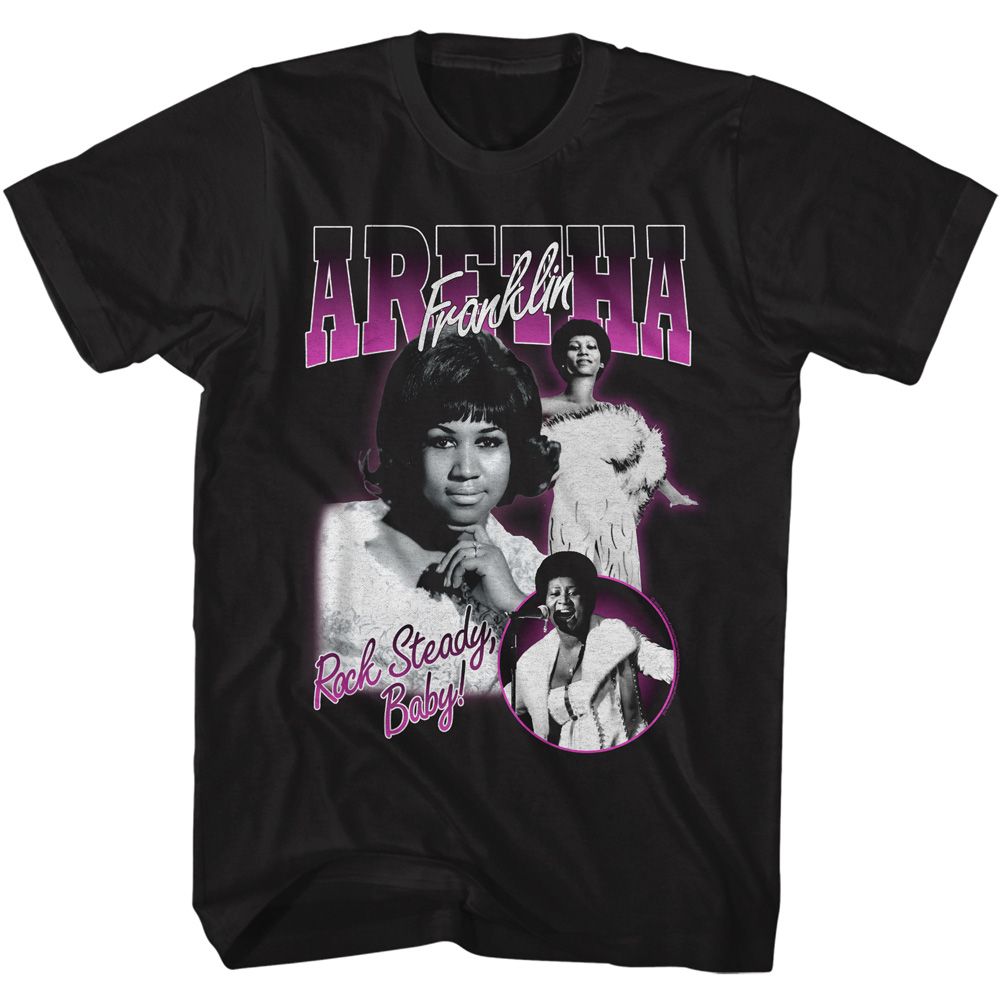Aretha Franklin - Aretha Rock Steady Baby Collage Boyfriend Tee