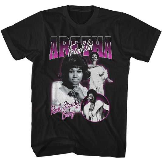 Aretha Franklin - Aretha Rock Steady Baby Collage Boyfriend Tee