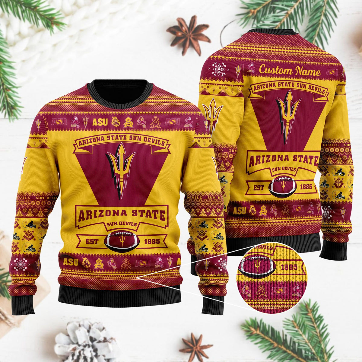 Arizona State Sun Devils Football Team Logo Personalized Ugly Christmas Sweater Perfect Holiday Gift