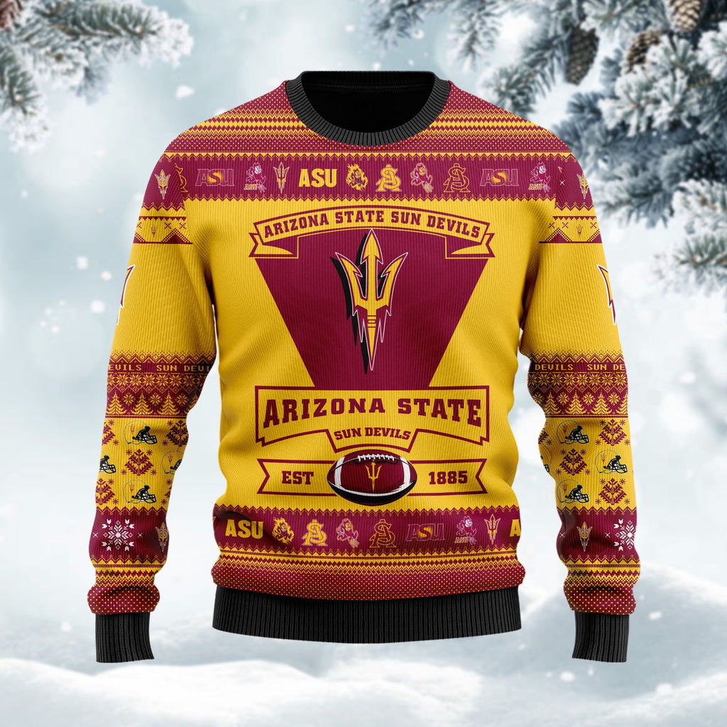 Arizona State Sun Devils Football Team Logo Personalized Ugly Christmas Sweater Perfect Holiday Gift