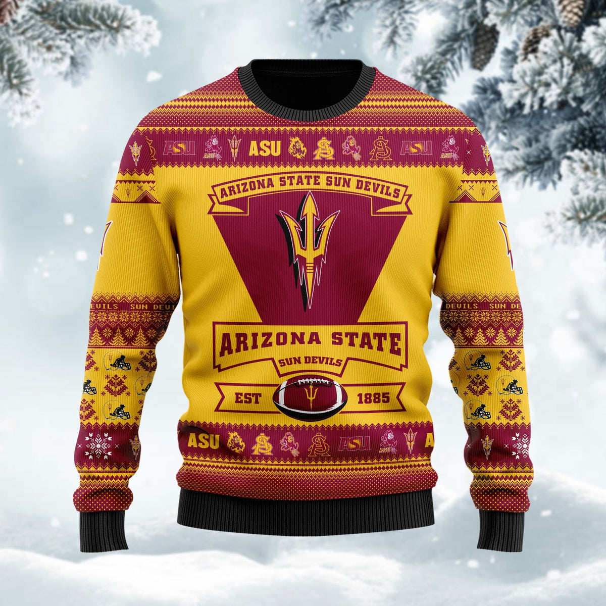 Arizona State Sun Devils Football Team Logo Personalized Ugly Christmas Sweater Perfect Holiday Gift