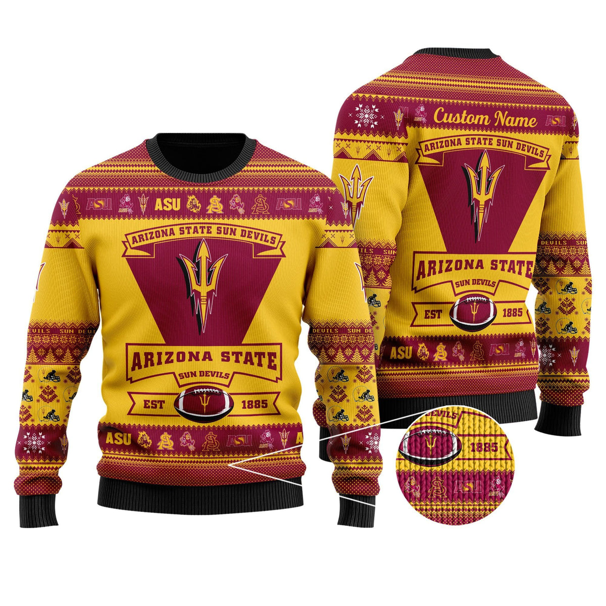 Arizona State Sun Devils Football Team Logo Personalized Ugly Christmas Sweater Perfect Holiday Gift