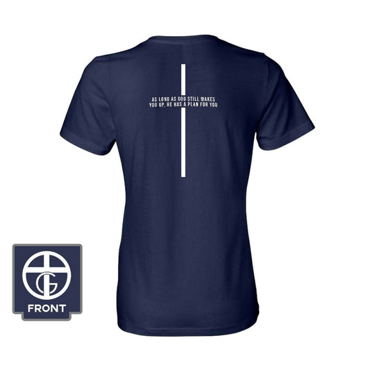 As Long As God Still Wakes You Up Women's Shirt (Back Print)