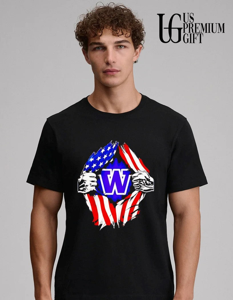 Washington Huskies American flag inside me shirt