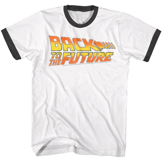 Back To The Future - Worn Logo Short Sleeve Ringer T-Shirt