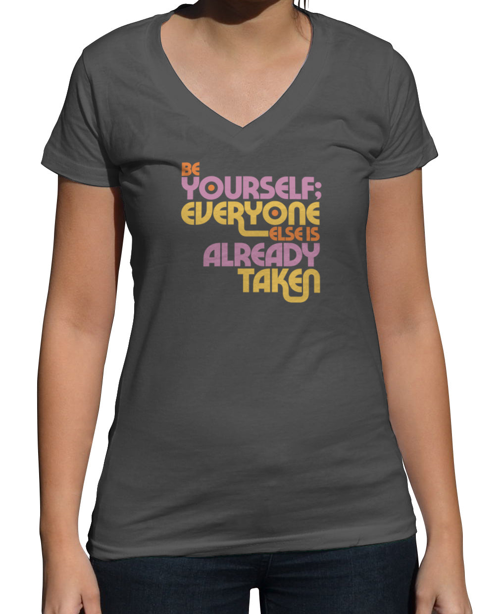 Women's Be Yourself Vneck T-Shirt - Oscar Wilde
