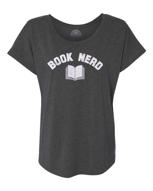 Women's Book Nerd Vintage Geeky Nerdy Literary Scoop Neck T-Shirt