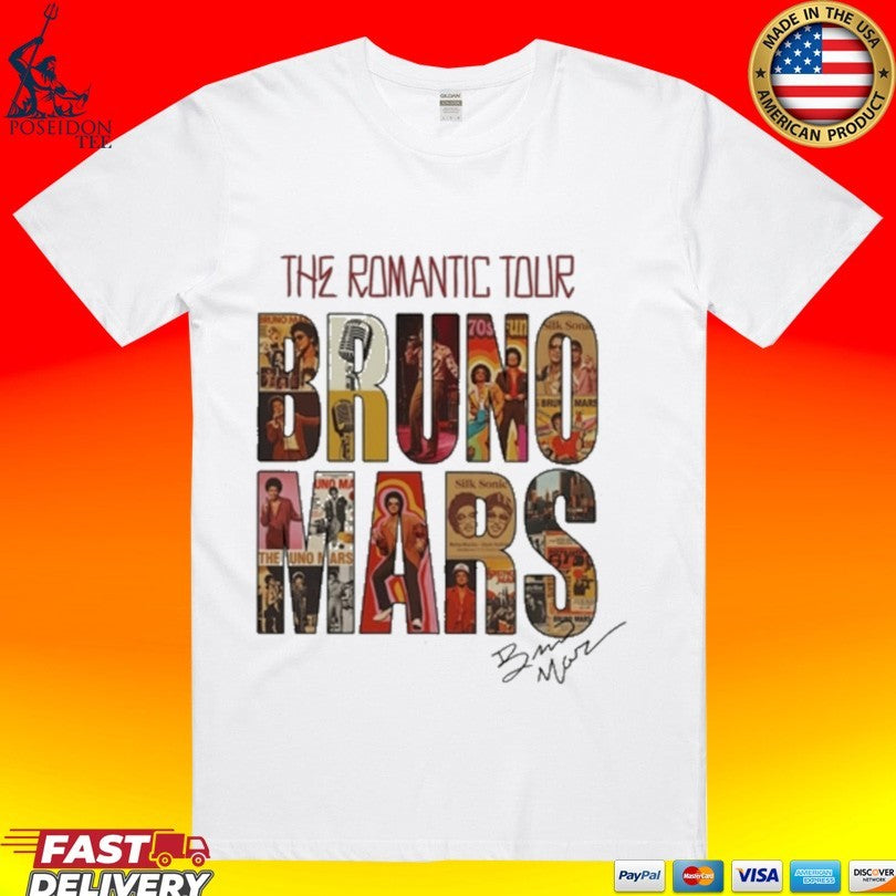 Bruno Mars The Romantic Tour Vintage 70s T-shirt