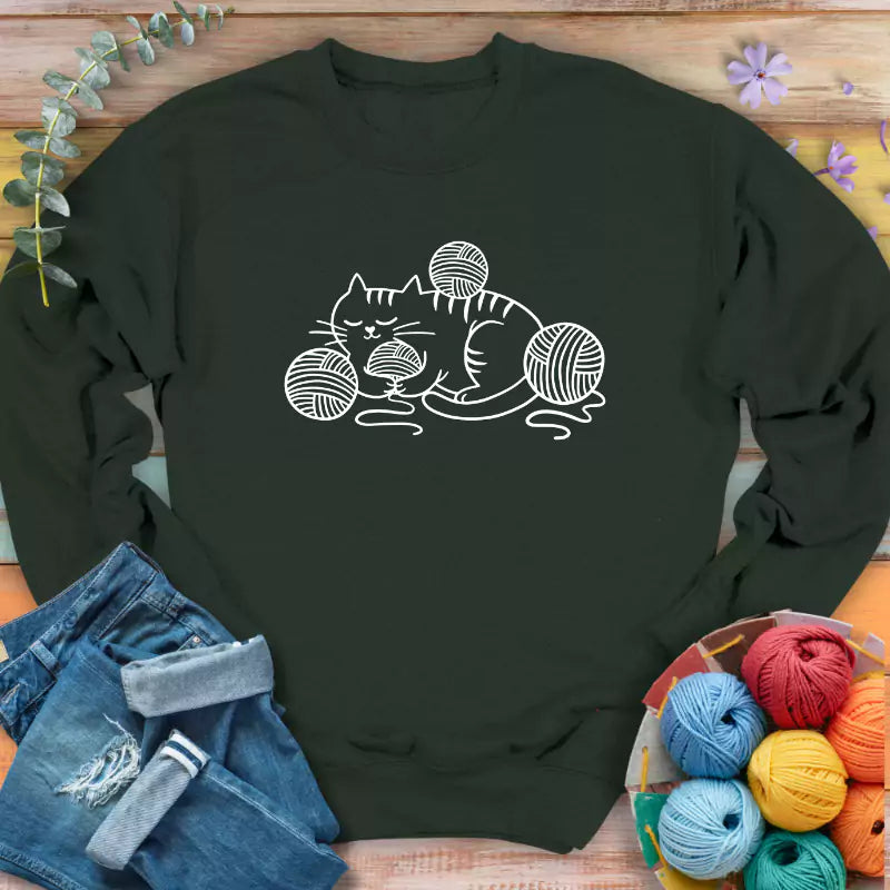 Cat And Yarn Sweatshirt