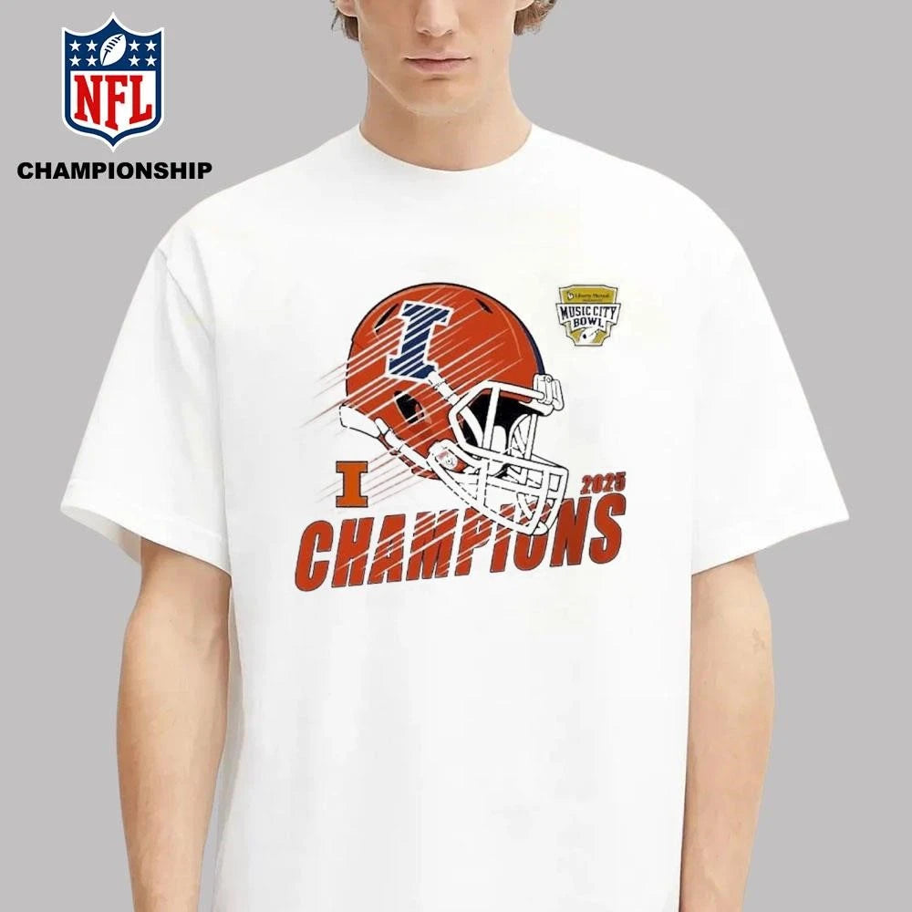 Celebrate 2025 Music City Bowl Illinois Fighting Illini Football Champions 2025 Liberty Mutual Music City Bowl Shirt