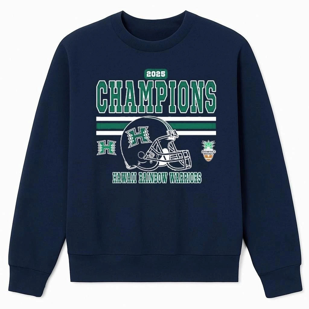 Celebrates 2025 Hawaii Bowl Champions Hawaii Rainbow Warriors Football Champions 2025 Sheraton Hawaii Bowl Shirt