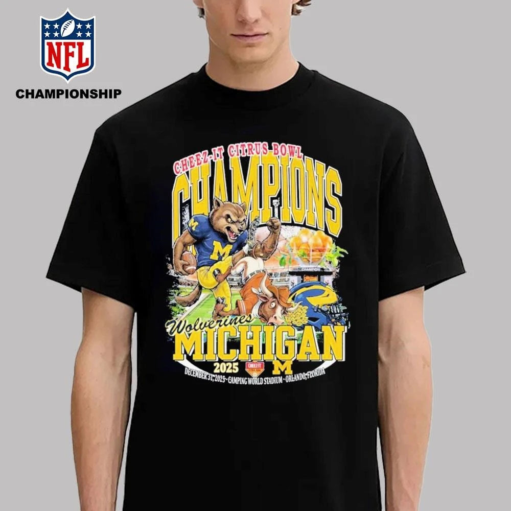 Cheez it Citrus Bowl Champions 2025 Wolverines Michigan Vintage Mascot Shirt