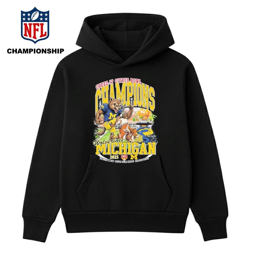 Cheez it Citrus Bowl Champions 2025 Wolverines Michigan Vintage Mascot Shirt