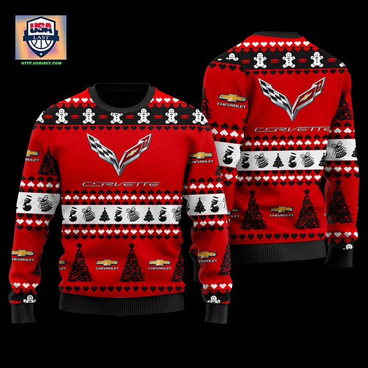 Chevrolet Corvette Merry Christmas Red Ugly Sweater
