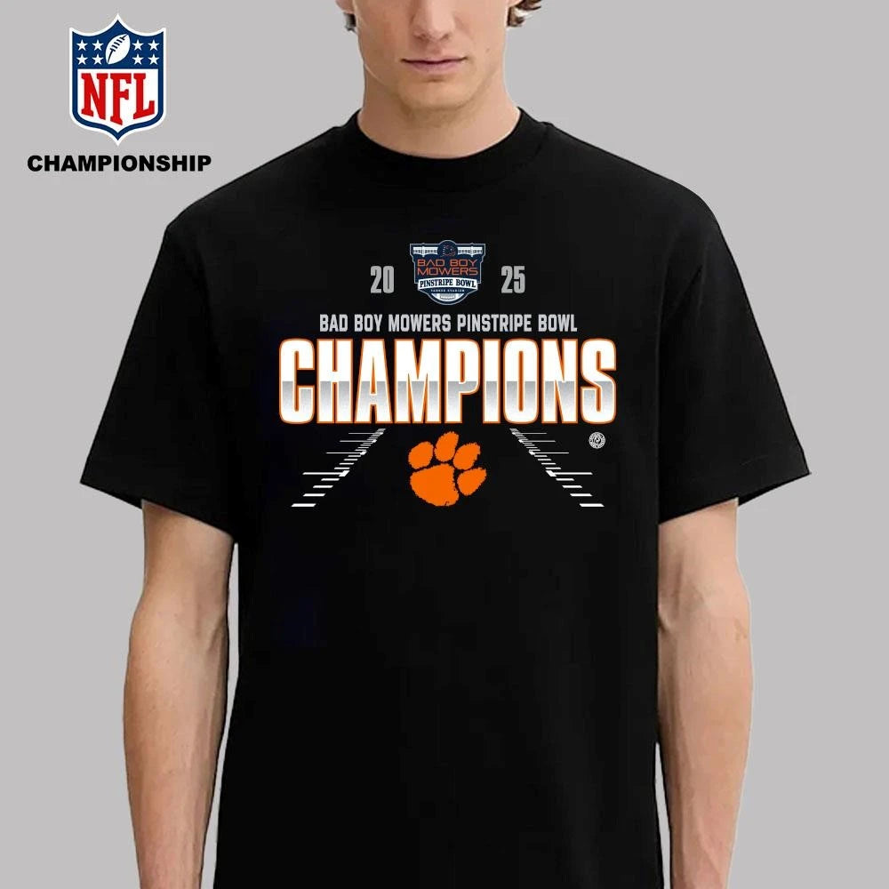 Clemson Tigers 2025 Bad Boy Mowers Pinstripe Bowl Champions Shirt