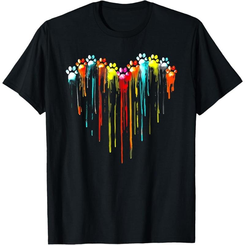 colorful dog paw heart print T-Shirt .made in usa Hoodie, Sweatshirt | UrbanDripWear.com