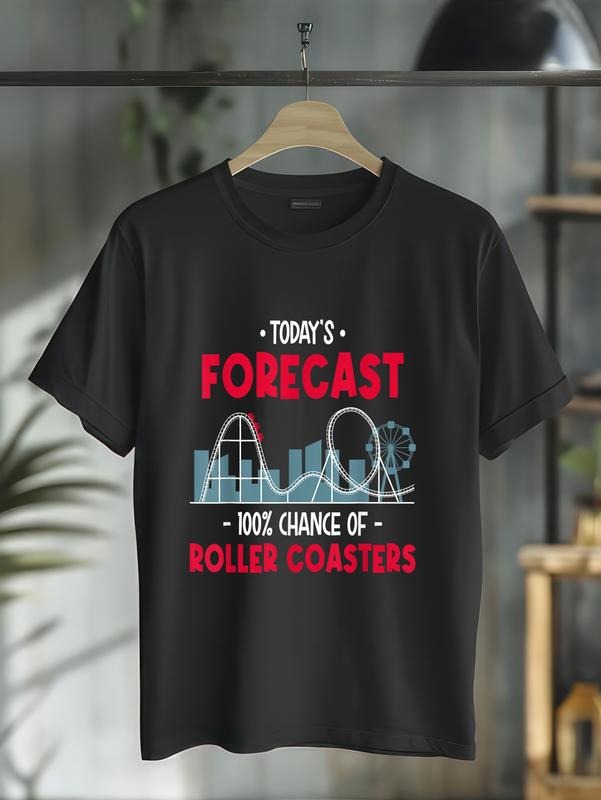 cotton 100% Chance Of Roller Coasters - Theme Park Carnival Ride T-Shirt casual Fashion graphic tees for women Hoodie,...
