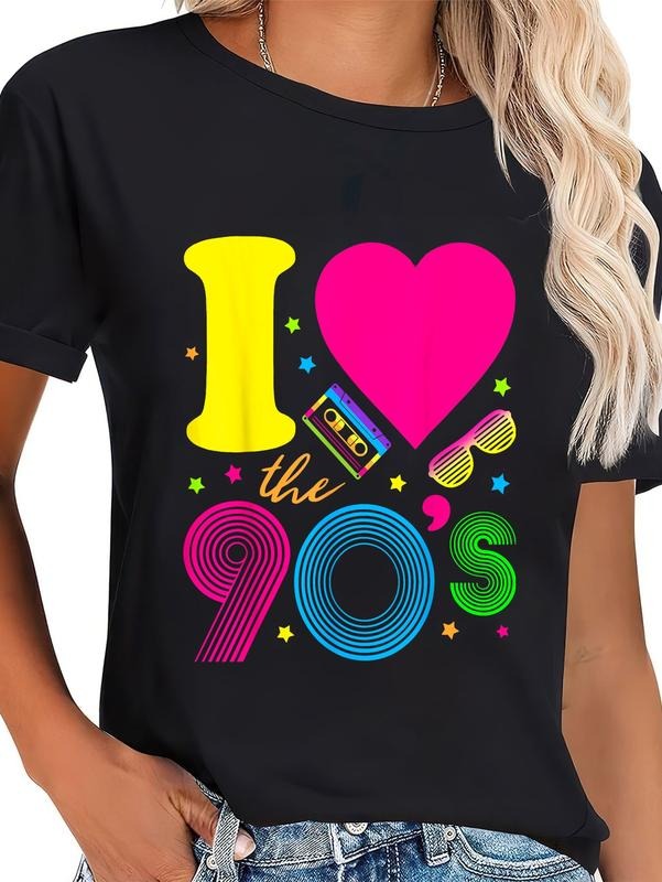 cotton 1990's 90s I Heart the Nineties T-Shirt casual Fashion graphic tees for women Hoodie, Sweatshirt | UrbanDripWear.com