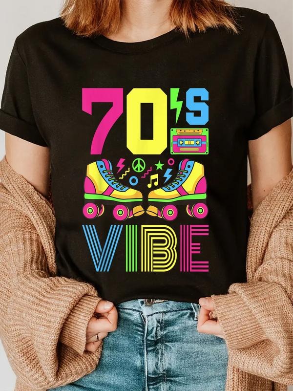 cotton 70s Vibe 1970s Fashion Theme Party Outfit Seventies Costume T-Shirt casual Fashion graphic tees for women Hoodie,...