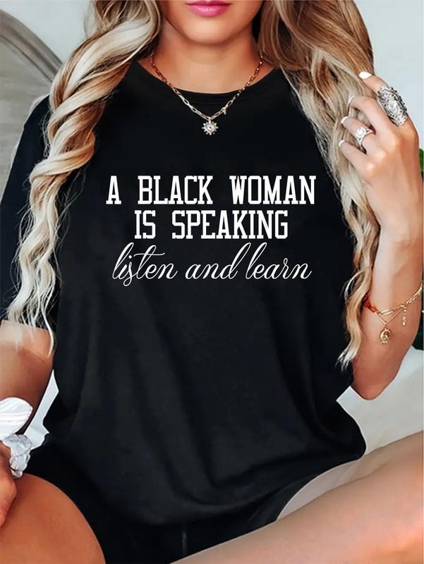cotton A black woman is speaking listen and learn T-Shirt casual Fashion graphic tees women Hoodie, Sweatshirt
