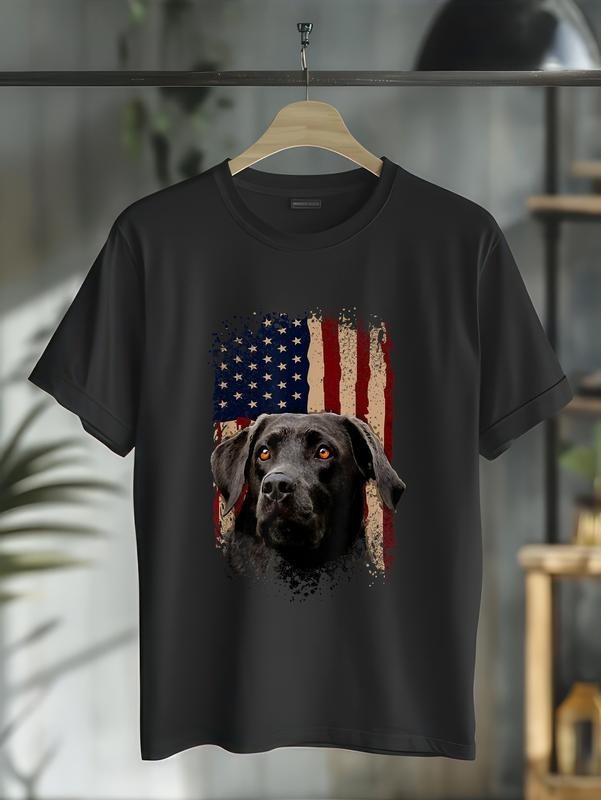 cotton American Black Labrador USA Flag Lab Owner T-Shirt casual Fashion graphic tees for women Hoodie, Sweatshirt